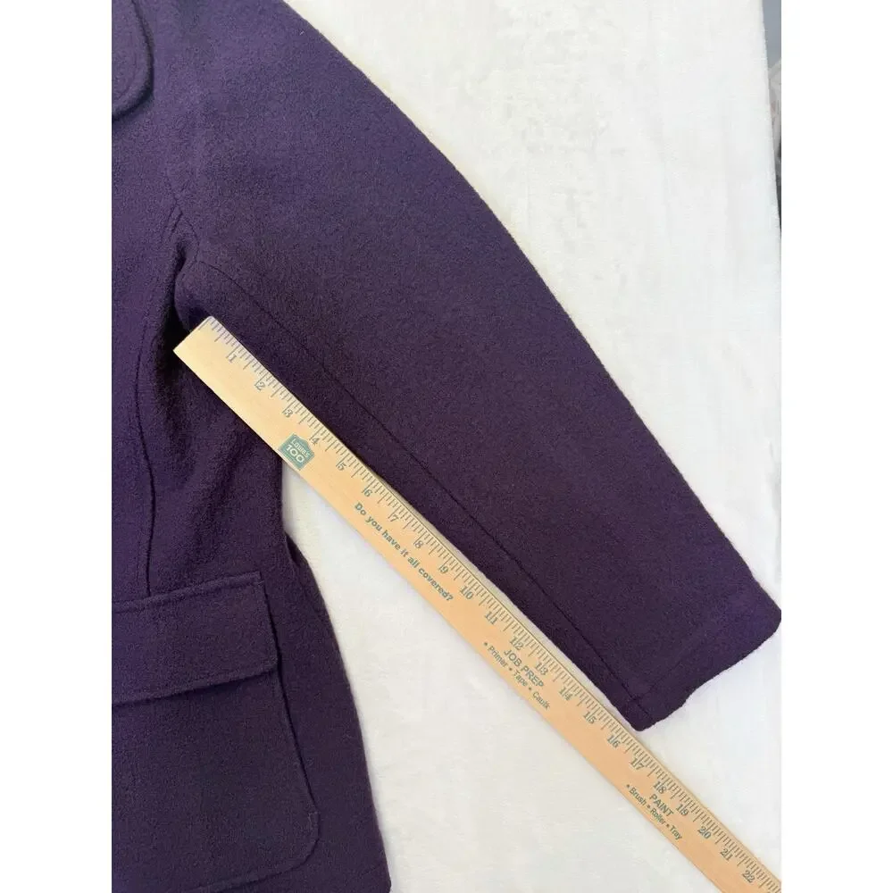 L.L.Bean Pea Coat Women’s Sz M Purple Bellandi Italian Boiled Wool Collared - Picture 8 of 8